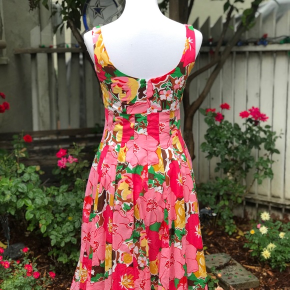 Talbots Pink Floral Princess Seamed Fit and Flare - Picture 3 of 5